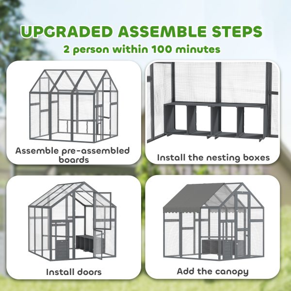 5.5′×6′×6′ Wooden Chicken Run — UV/Waterproof Cover, ½″ Mesh, Fits 6–8 Hens (Gray) - Image 4