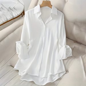Plus-Size Lapel Office Shirt — Polished Button-Down for Workdays & Smart-Casual