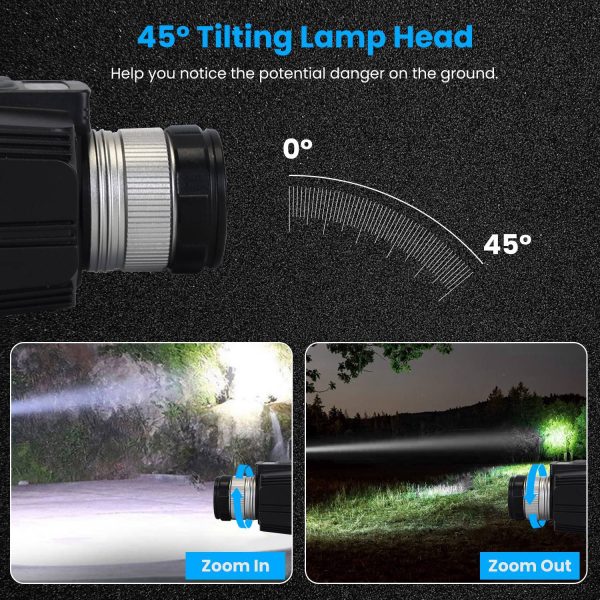 Motion-Sensor LED Headlamp — Zoom Beam, 3 Modes, 45° Tilt, USB-Rechargeable - Image 7