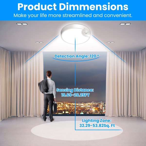Rechargeable Motion-Sensor Ceiling Light — 3 Colors, Dimmable, Remote + Timers, 8000 mAh - Image 2