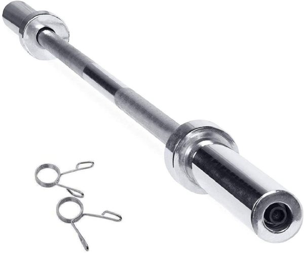 4-Ft Olympic Barbell — 2" Sleeves , Chrome Steel, Diamond Knurl, Rotating Sleeves + Spring Collars - Image 5