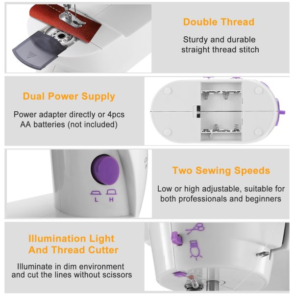 Portable 2-Speed Sewing Machine — Double Thread, LED, Foot Pedal, Dual Power (Overlock Foot) - Image 10