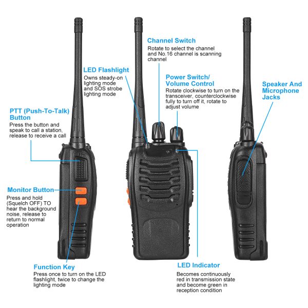 2× Baofeng BF-888S UHF Radios — 16-Channel, Long-Range, VOX, Flashlight (400–470 MHz) - Image 3