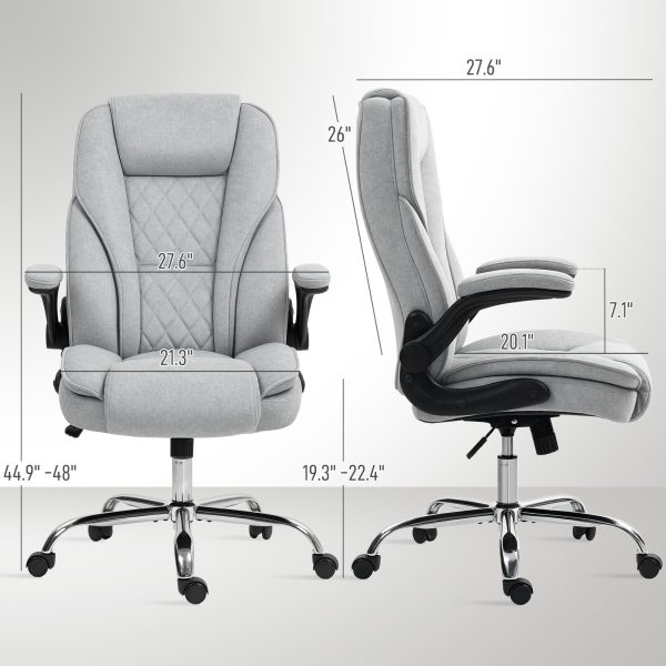 Executive Desk Chair — Velvet-Feel, Flip-Up Arms, Diamond Pattern (Gray, 300 lb) - Image 6