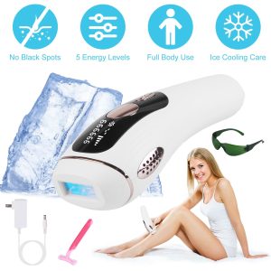 IPL Hair Removal w/ Ice-Cooling — 999,999 Flashes, 5 Levels, Auto/Manual, Face & Body