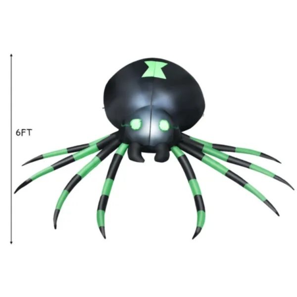 6-Ft Lighted Inflatable Spider — Self-Inflating Yard Decor with LEDs & Waterproof Fan - Image 10