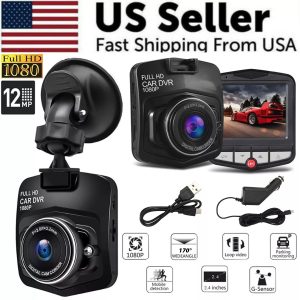 1080p Dash Cam — 2.4″ Screen, 170° Wide, Night Vision, G-Sensor (Front/Rear Mount)