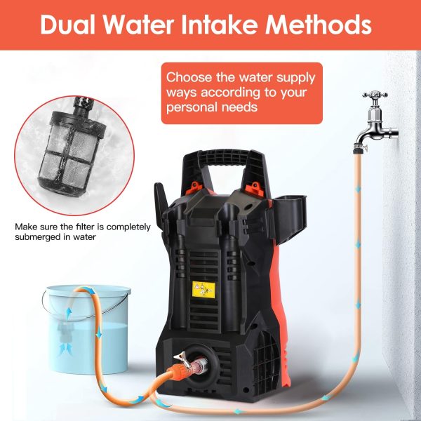 1740-PSI Electric Pressure Washer — 1400W, 2.6 GPM, Adjustable Nozzle, Soap Dispenser, IPX5 - Image 8