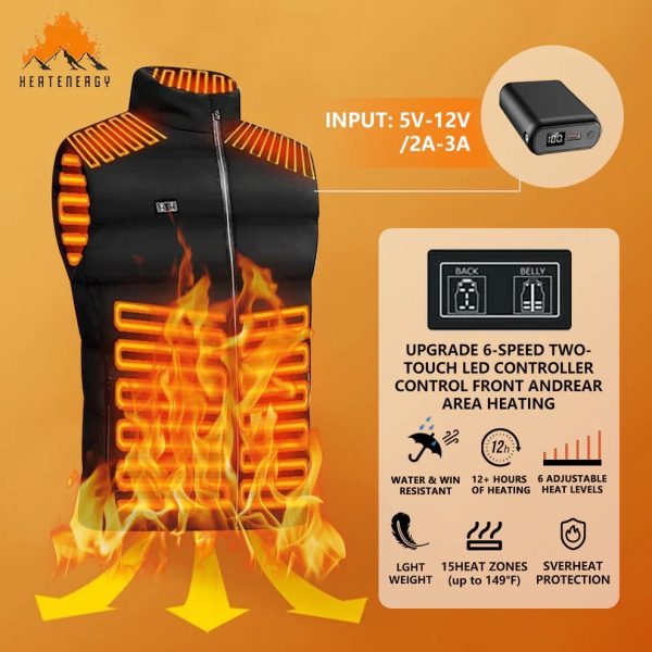 2025 Heated Vest — 15 Heat Zones, Dual-Button LED Control, 6 Levels, 12V 20,000mAh Battery (Up to 149°F)