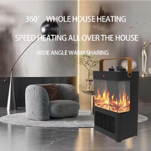1500W Electric Fireplace Heater — 3D LED Flame, Tip-Over & Overheat Protection, Portable