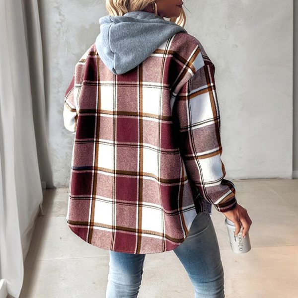 Plaid Hooded Shacket — Button Front, Drawstring, Pockets (Fall Layer) - Image 7