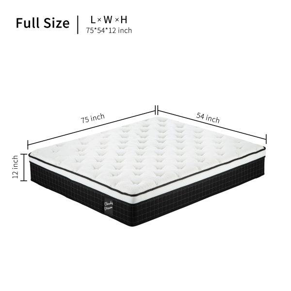 12″ Hybrid Mattress — Pocket Springs + Memory Foam, Cool Knit Cover (CertiPUR-US, OEKO-TEX), Black - Image 10