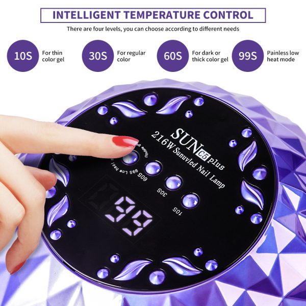 Nail Lamp Dryer for Gel Polish — Auto Sensor, 4 Timers, Large Space, Removable Base - Image 2