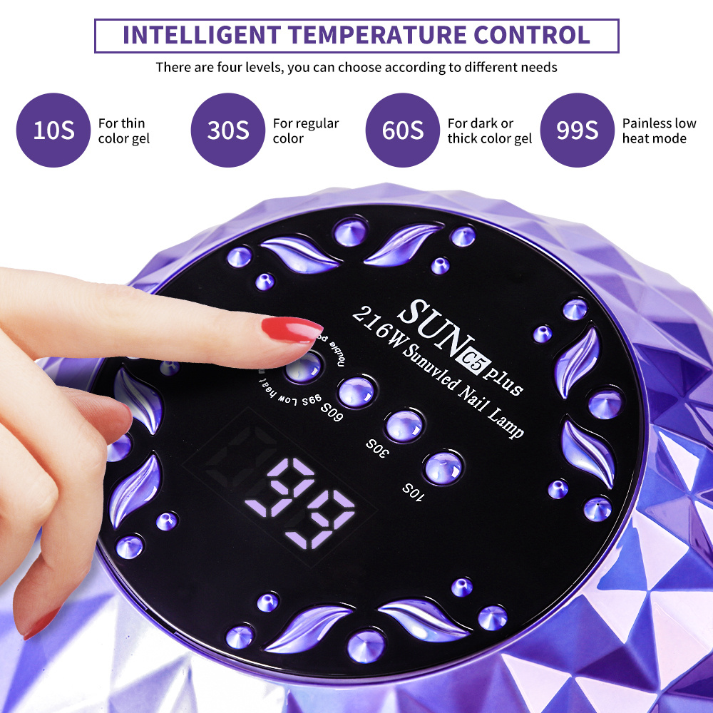 Nail Lamp Dryer for Gel Polish — Auto Sensor, 4 Timers, Large Space, Removable Base 2 Nail Lamp Dryer for Gel Polish — Auto Sensor, 4 Timers, Large Space, Removable Base - Image 2