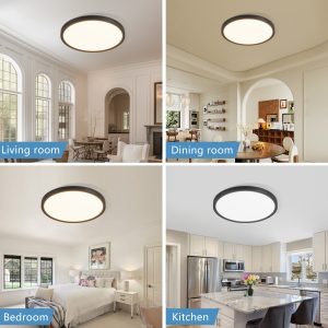 12" Ultra-Thin Dimmable LED Ceiling Lights (6-Pack) — 24W, 2880 lm, 5 CCT (2700K–6500K), Black