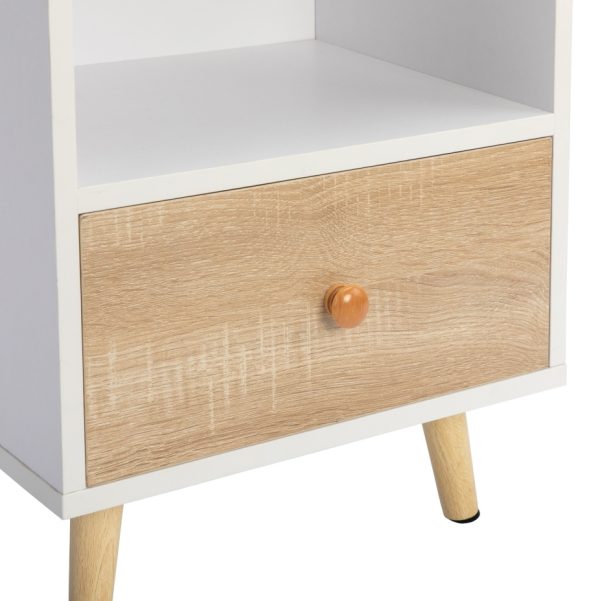 Set of 2 White Nightstands — Drawer + Closed Shelf, Pine Legs, Compact Footprint - Image 7