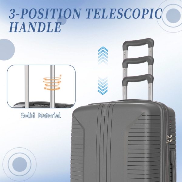 3-Piece PP Spinner Luggage Set — 20"/24"/28", 360° Wheels, Combo Lock - Image 6