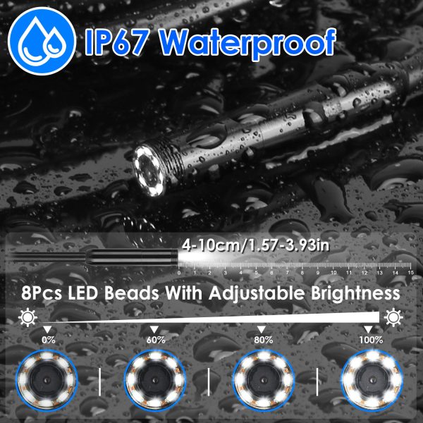 1080p Endoscope with 4.3" Screen — 8 mm IP67 Camera, 16.4-ft Semi-Rigid Cable, 8-LED - Image 10