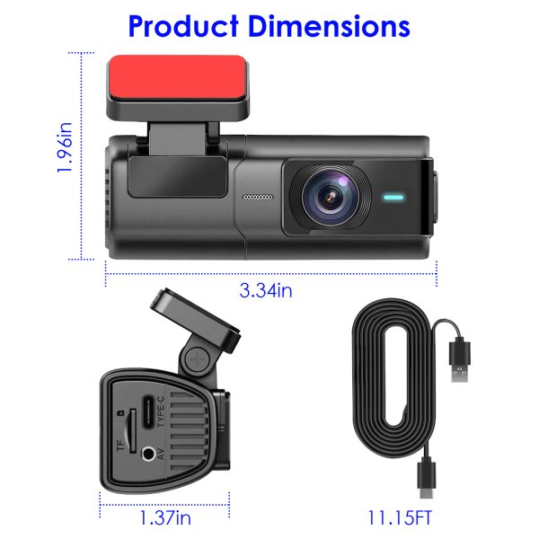 2K Front Dash Cam with Wi-Fi — 140° Wide View, Night Vision, Loop Recording, 32GB Card Included - Image 5