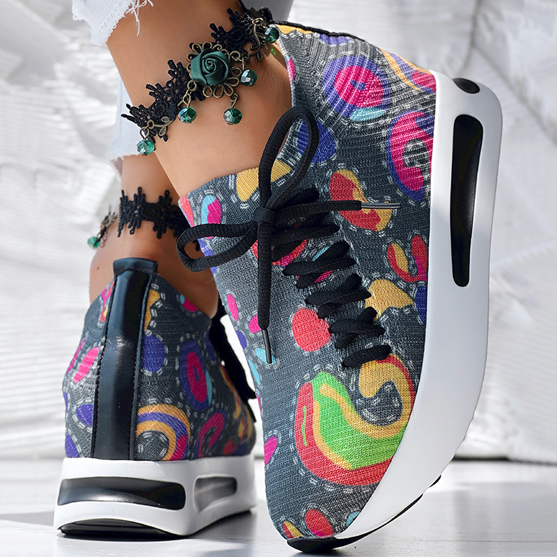 Women’s Random-Print Side Lace-Up Slip-On Sneakers — Lightweight, Elastic Fit, Low-Top 3 Women’s Random-Print Side Lace-Up Slip-On Sneakers — Lightweight, Elastic Fit, Low-Top - Image 3