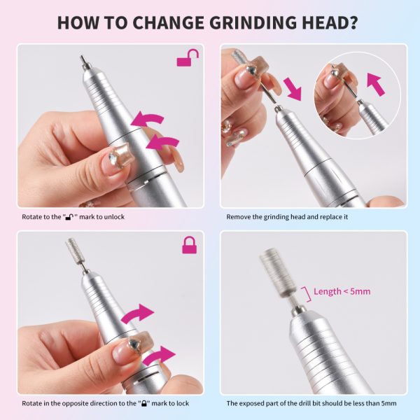 Pro Electric Nail Drill — 45,000 RPM Cordless E-File with LCD (12-Piece Kit) - Image 10