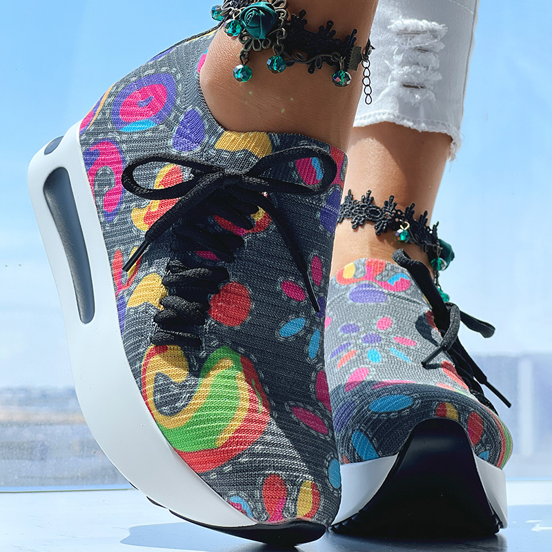 Women’s Random-Print Side Lace-Up Slip-On Sneakers — Lightweight, Elastic Fit, Low-Top 10 Women’s Random-Print Side Lace-Up Slip-On Sneakers — Lightweight, Elastic Fit, Low-Top - Image 10