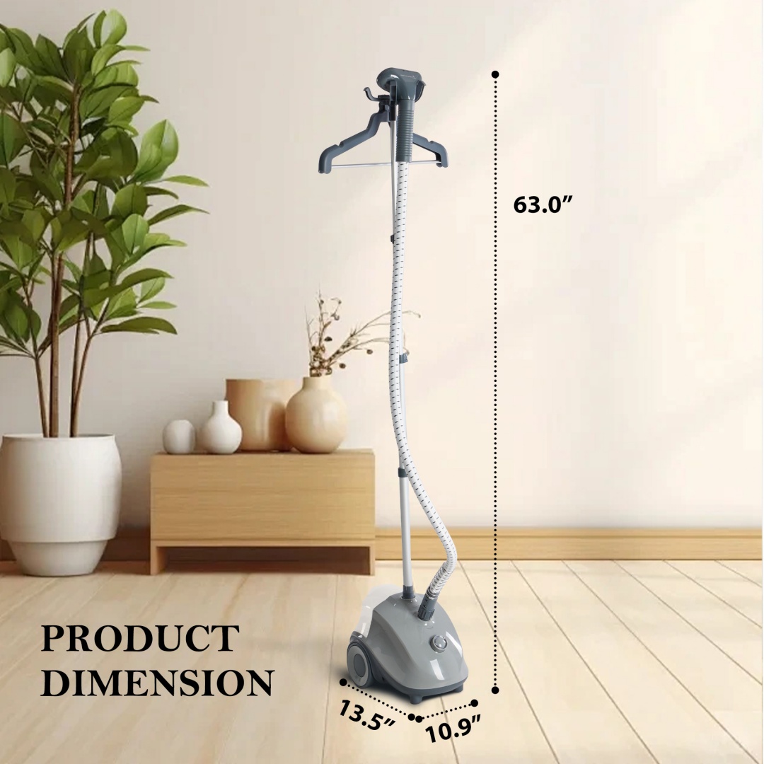 Standing Garment Steamer — 1500W power, 1.7L tank, wheels, 55-minute continuous steam 8 Standing Garment Steamer — 1500W power, 1.7L tank, wheels, 55-minute continuous steam - Image 8