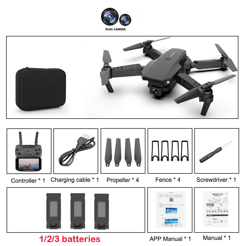 E88 Pro Foldable FPV Drone — 4K Wide-Angle Dual-Camera, Wi-Fi, 100 m Range 5 E88 Pro Foldable FPV Drone — 4K Wide-Angle Dual-Camera, Wi-Fi, 100 m Range - Image 5