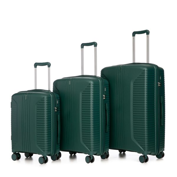 3-Piece PP Spinner Luggage Set — 20"/24"/28", 360° Wheels, Combo Lock - Image 3