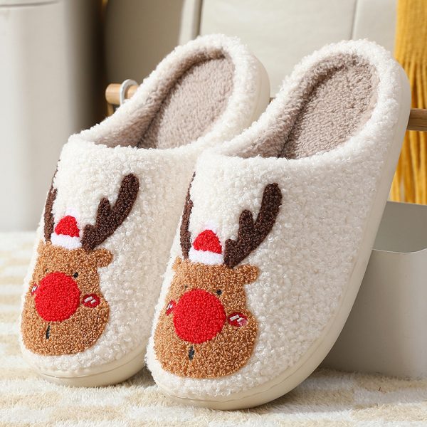 Christmas Elk Plush House Slippers — Unisex, Warm, Non-Slip, Slip-On - Image 3