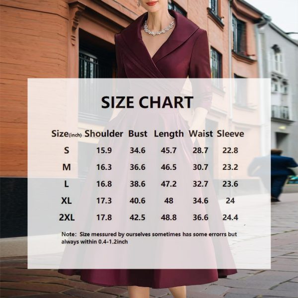 Elegant Cross V-Neck Midi Dress with Flared Skirt & Pockets - Image 5