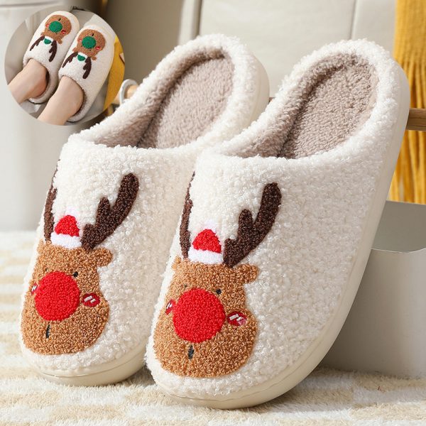 Christmas Elk Plush House Slippers — Unisex, Warm, Non-Slip, Slip-On - Image 9