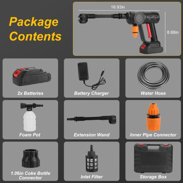 Cordless Pressure Washer — 1000 PSI, 6-in-1 Nozzle, 21V Dual Batteries, Foam Cannon - Image 3