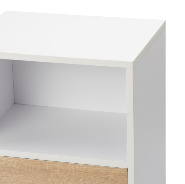Set of 2 White Nightstands — Drawer + Closed Shelf, Pine Legs, Compact Footprint - Image 5