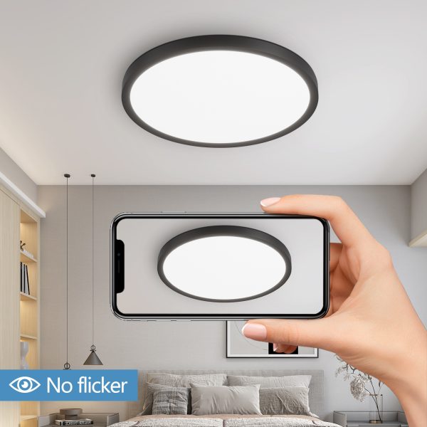 12" Ultra-Thin Dimmable LED Ceiling Lights (6-Pack) — 24W, 2880 lm, 5 CCT (2700K–6500K), Black - Image 7