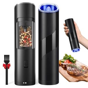 Automatic Gravity Salt & Pepper Grinder — Tilt to Grind, Adjustable Coarseness, LED