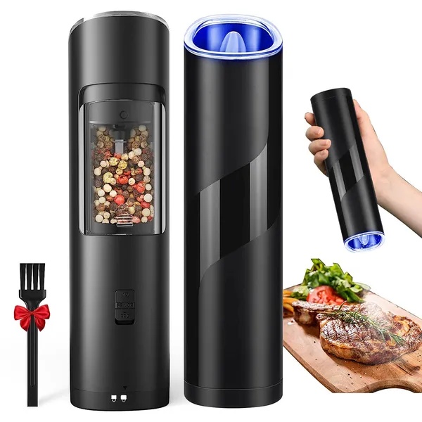 Automatic Gravity Salt & Pepper Grinder — Tilt to Grind, Adjustable Coarseness, LED 1 Automatic Gravity Salt & Pepper Grinder — Tilt to Grind, Adjustable Coarseness, LED