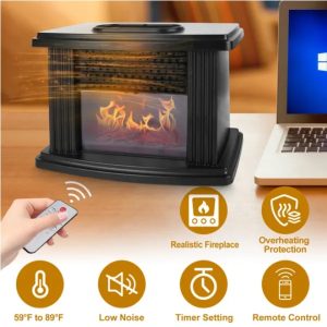 800W Quiet Fireplace Space Heater