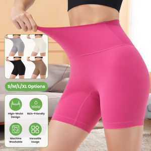 Women’s High-Waist Biker Shorts — 6.3" Inseam, No Front Seam, Tummy-Support (4 Sizes, 5 Colors)