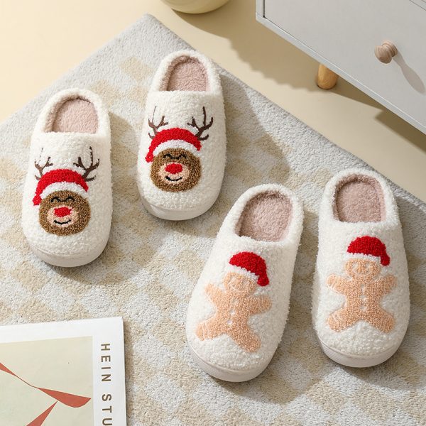 Christmas Plush House Slippers — Santa/Moose/Gingerbread, Warm Lining & Grippy TPR Sole (Unisex) - Image 2