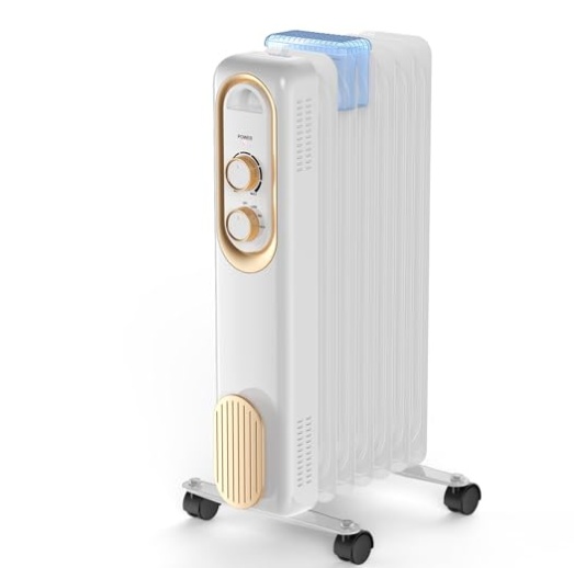 1500W Oil-Filled Radiator Heater — Adjustable Thermostat, Quiet, Portable (22″), Black/White 2 1500W Oil-Filled Radiator Heater — Adjustable Thermostat, Quiet, Portable (22″), Black/White - Image 2