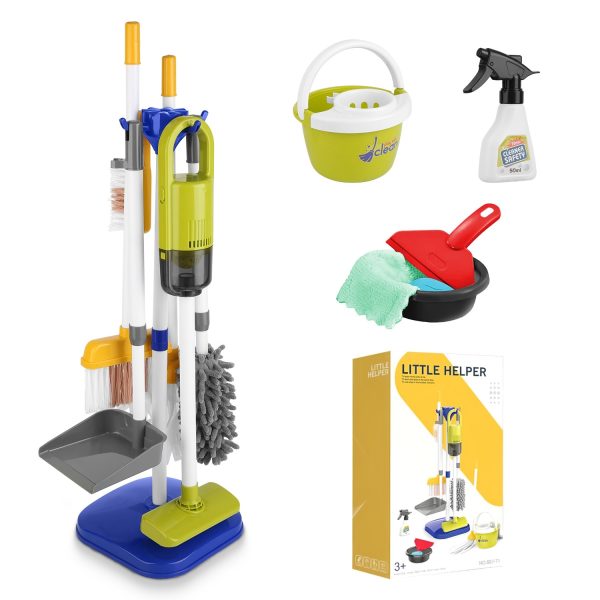 14-Piece Kids Cleaning Play Set with Working Vacuum, Broom & Mop — Stand Included (Ages 3+) - Image 8
