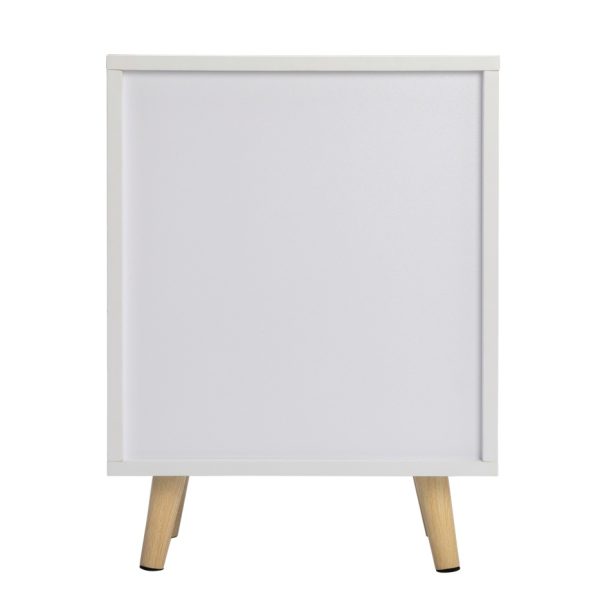 Set of 2 White Nightstands — Drawer + Closed Shelf, Pine Legs, Compact Footprint - Image 2