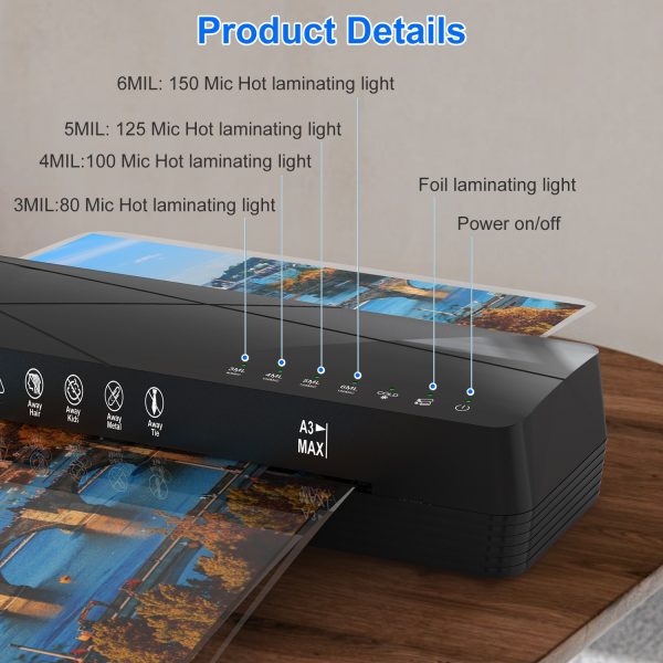 13" Hot & Cold Laminator — A3/A4, 60-Second Warmup, Jam-Release, Auto-Off - Image 8