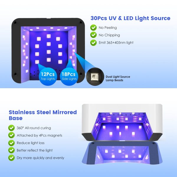 Cordless 120W UV/LED Nail Lamp — 30-Bead Quick Cure, 1–120s Timer, Rechargeable - Image 6