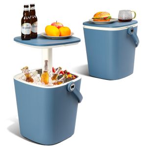 4-Gallon Outdoor Cooler Table — Pop-Up Bar, Built-In Opener, All-Weather Shell
