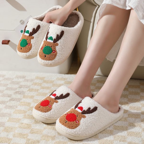 Christmas Elk Plush House Slippers — Unisex, Warm, Non-Slip, Slip-On - Image 4