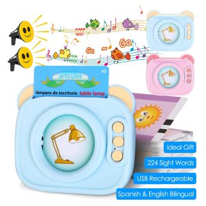 Bilingual Talking Flash Cards — 224 Sight Words with Audio (Blue or Pink)