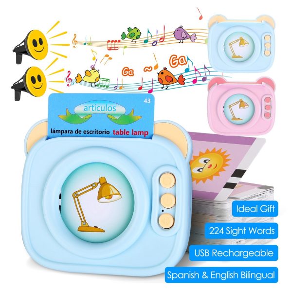 Bilingual Talking Flash Cards — 224 Sight Words with Audio (Blue or Pink)