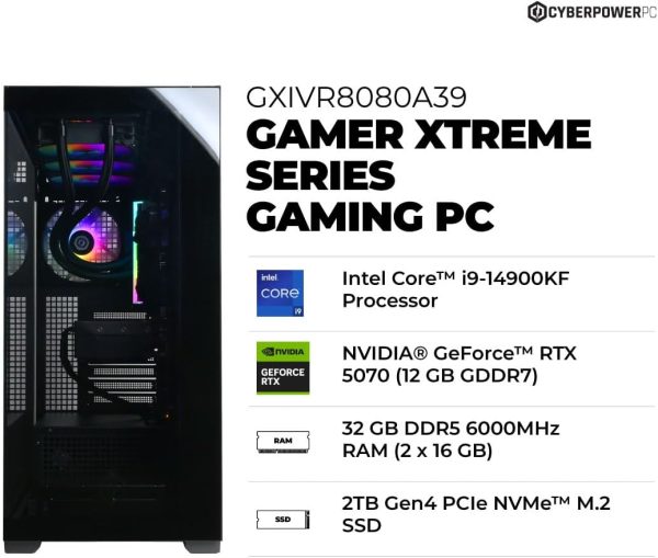 CyberPowerPC Gamer Xtreme VR — LGA1700 i7/i9 Tower with RTX 50-Series Graphics, DDR5, PCIe 4.0 SSD, Windows 11 - Image 6